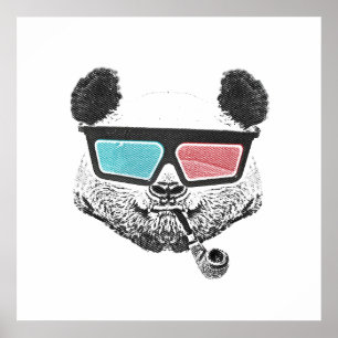 Vintage panda 3-D glasses Poster