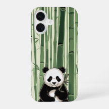Vintage Panda Phone Case with Bamboo