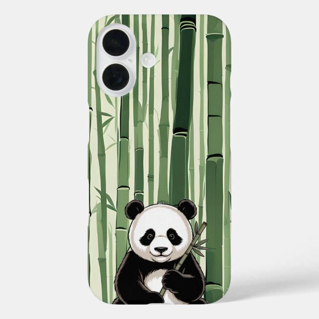 Vintage Panda Phone Case with Bamboo (Back)