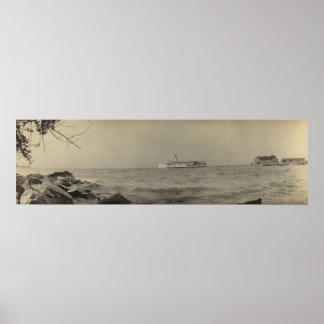 Vintage Panoramic of Kelleys Island, OH - Ferry Poster