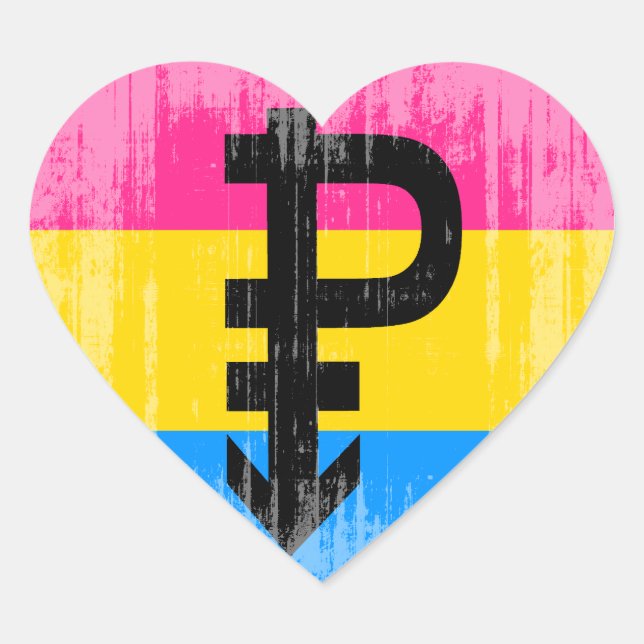 Vintage Pansexual Flag Heart Sticker (Front)
