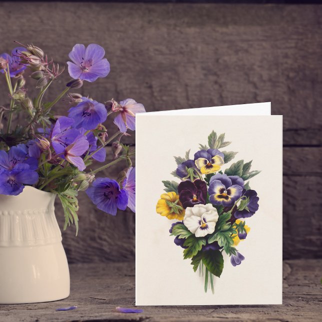 Vintage Pansies Blank Note Card (Creator Uploaded)