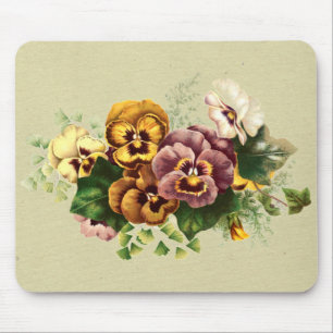 Vintage Pansies Bouquet Mouse Pad