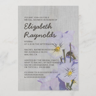 Vintage Pansies Bridal Shower Invitations