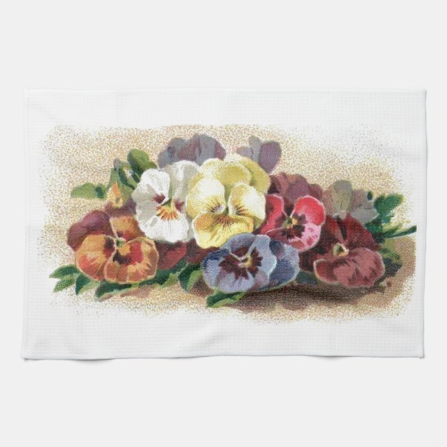 Vintage Pansies Kitchen Towels (Horizontal)