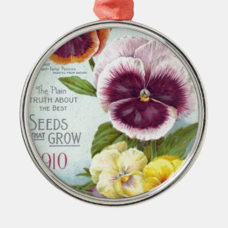 Vintage Pansies Metal Ornament