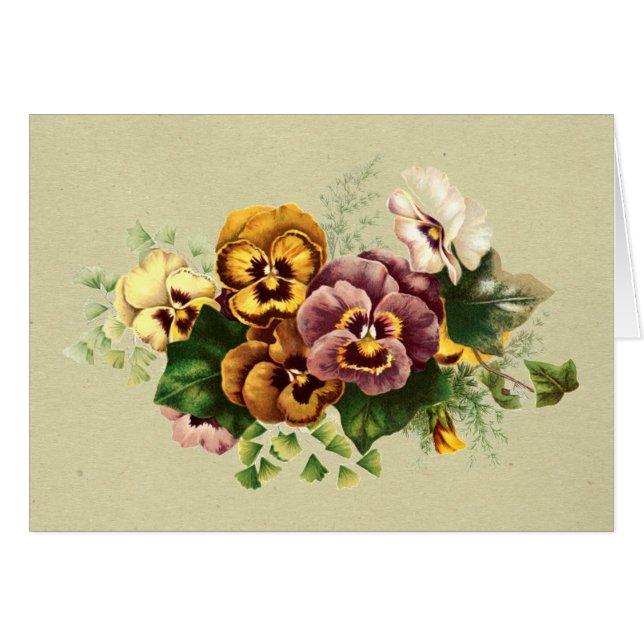 Vintage Pansies Painted Bouquet (Front Horizontal)