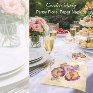 Vintage Pansy Blooms Paper Napkin