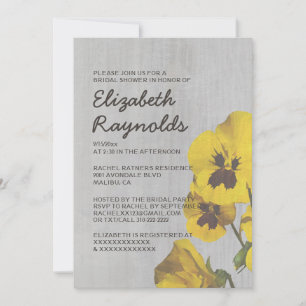 Vintage Pansy Bridal Shower Invitations