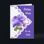 Vintage Pansy Flower for Sister Birthday Card<br><div class="desc">Vintage Pansy Flower for your Sister's Birthday</div>