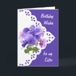Vintage Pansy Flower for Sister Birthday Card<br><div class="desc">Vintage Pansy Flower for your Sister's Birthday</div>