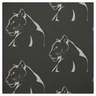 Vintage Panther Big Strong Angry Cat Orange Eyes Fabric