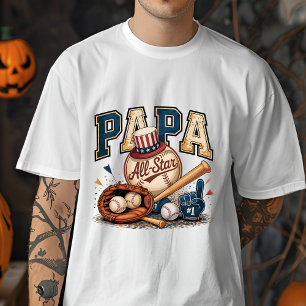 Vintage PAPA All-Star Baseball Father's Day Sports T-Shirt