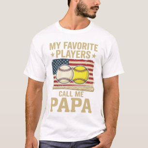Vintage Papa Baseball Softball Players Shirt Desig