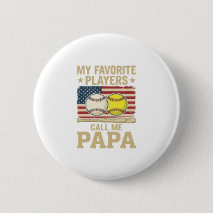 Vintage Papa Baseball Softball Players Shirt Desig 6 Cm Round Badge