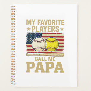 Vintage Papa Baseball Softball Players Shirt Desig Planner