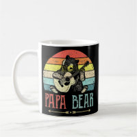 Vintage Papa Bear Playing Guitar Dad Guitar