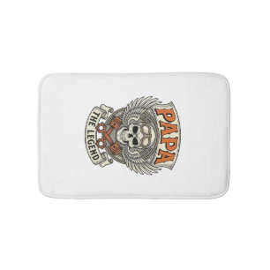 Vintage Papa Biker Skull Legend Bath Mat