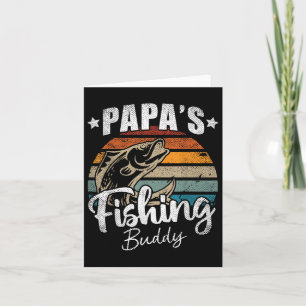 Vintage Papas Fishing Buddy Kids Funny Retro Sunse Card