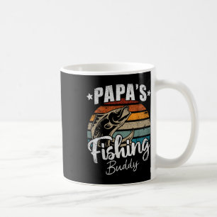Vintage Papas Fishing Buddy Kids Funny Retro Sunse Coffee Mug