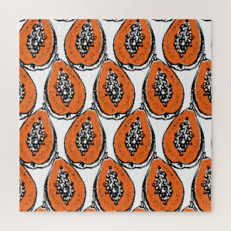Vintage Papaya Charcoal Drawing Pattern. Jigsaw Puzzle