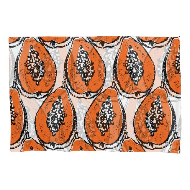 Vintage Papaya Charcoal Drawing Pattern. Pillowcase (Front)