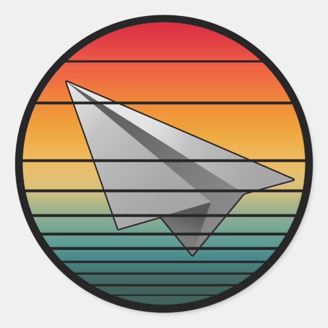 Vintage Paper Aeroplane Classic Round Sticker (Front)