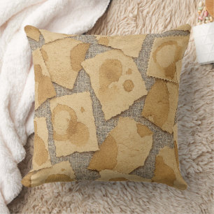 Vintage Paper Coffee Collage Throw Pillow
