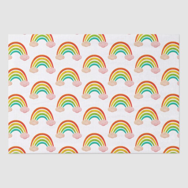Vintage Paper Cut Rainbow And Clouds (Front)