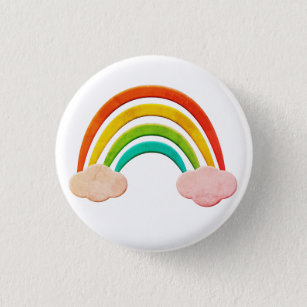 Vintage Paper Cut Rainbow And Clouds 3 Cm Round Badge