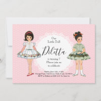Vintage Paper Doll Birthday Party Invitation