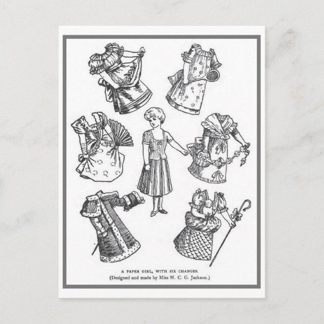 Vintage Paper Doll Postcard (Front)