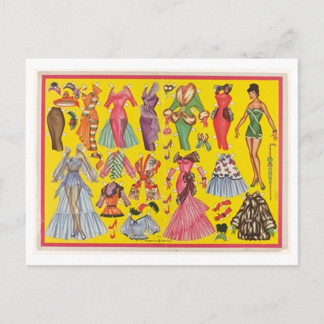 Vintage Paper Doll Set Postcard (Front)