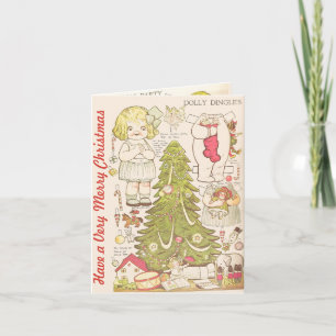 Vintage Paper Dolls "Have a Very Merry Christmas" Holiday Card