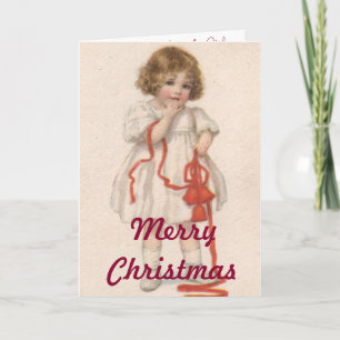 Vintage Paper Dolls Merry Christmas Card