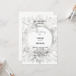 vintage paper flower frame wedding invitation