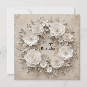 vintage paper flower wreath card