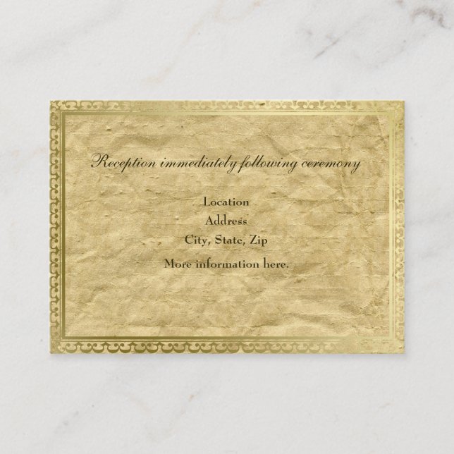 Vintage Paper Gold Trim Reception Enclosure Cards (Front)