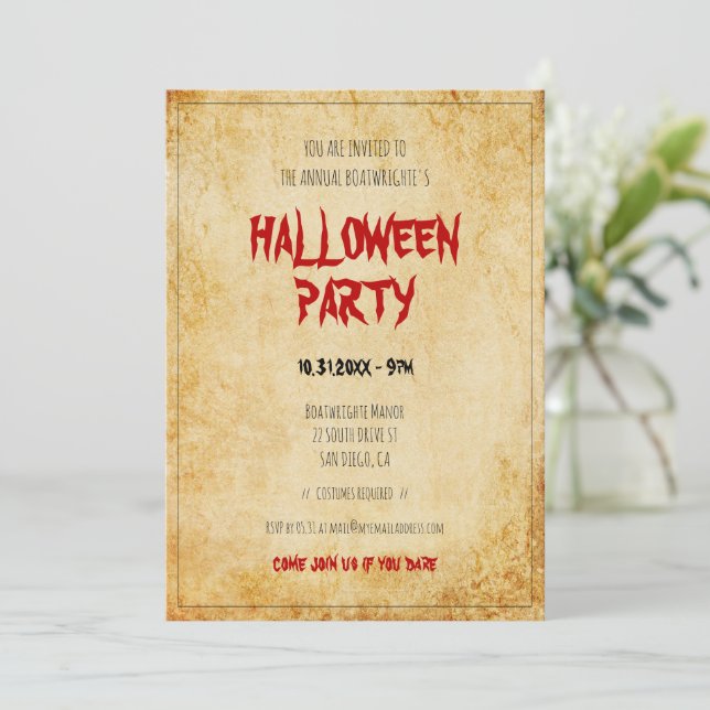Vintage paper Halloween party Invitation (Standing Front)