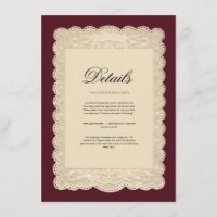 Vintage Paper Lace Burgundy Wedding Invitation