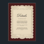 Vintage Paper Lace Burgundy Wedding Invitation<br><div class="desc">Invite your guests with timeless elegance using this vintage-inspired wedding invitation. Designed with a romantic lace-style frame, warm burgundy tones, and classic typography, this invitation captures the charm of old-world weddings while remaining clean and refined. The coordinated back features space for a photo and a QR code, making it easy...</div>