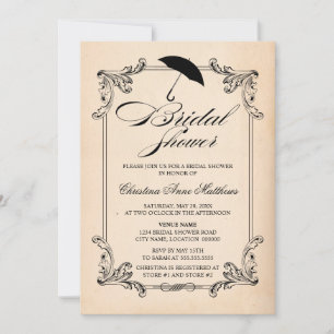 Vintage Paper Look and Ornament Bridal Shower Invitation