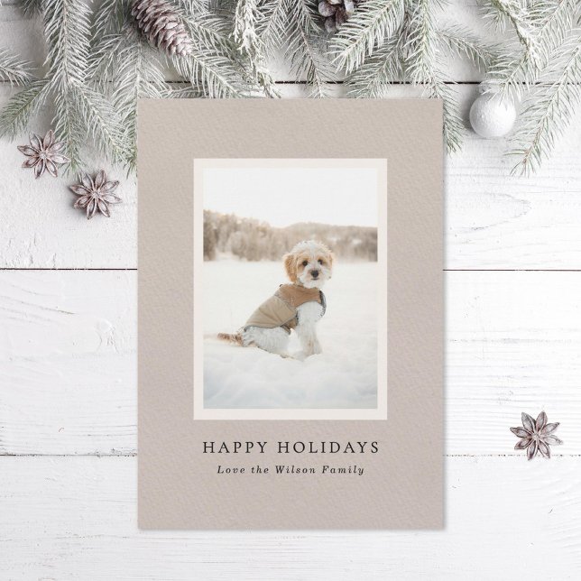 Vintage Paper Pet Portrait Photo Holiday Card (Creator Uploaded)