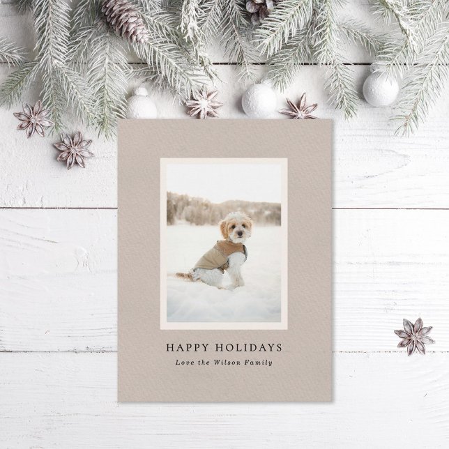 Vintage Paper Pet Portrait Photo Holiday Postcard (Creator Uploaded)