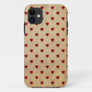 Vintage Paper Polka Hearts Pattern iPhone 11 Case