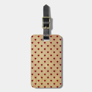 Vintage Paper Polka Hearts Pattern Luggage Tag