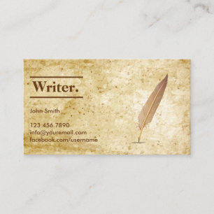 Vintage Paper & Quill Writer Business Card
