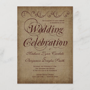 Vintage Paper Rustic Country Wedding Invitations