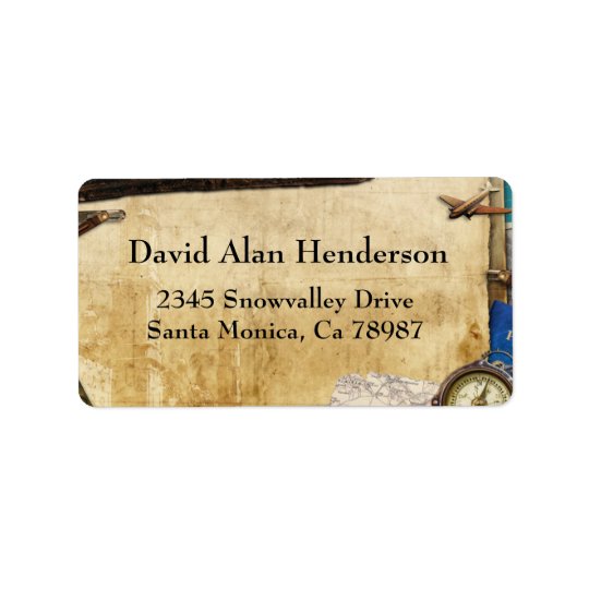 Vintage Paper World Travel Address Label