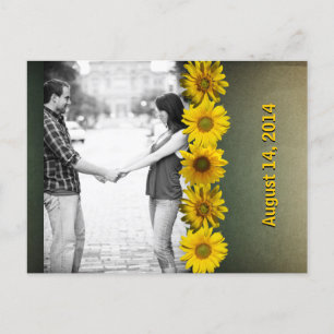 Vintage Paper Yellow Sunflower Photo Save the Date Announcement Postcard